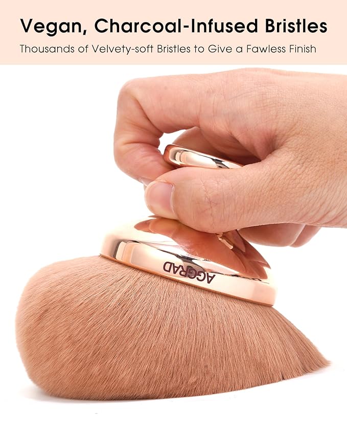 Upgraded Blend & Blur Body Makeup Brush for Self Tanner Tanning Lotion Sunscreen Applicator for Back Leg Makeup, Kabuki Foundation Brush for Liquid Beauty Supreme Cream Bronzer Brush for Face, Gold