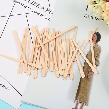 Bememo 500 Pcs Wax Sticks Eyebrow Brow Lip Nose Small Wooden Waxing Applicator Spatula Craft Sticks for Hair Face Legs Removal Spa