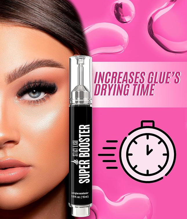 STACY LASH Super Booster for Eyelash Extensions / 0.50fl. oz. / 15ml / Eyelash Primer/Accelerated Lash Bond/Lash Extension Glue Activator/Professional Use/Lash Tech Supplies/for Low Humidity