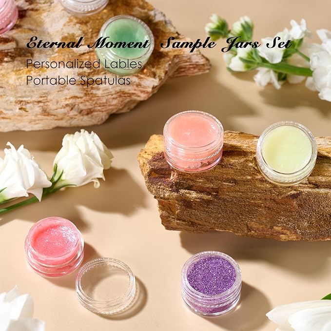 50 Pack 5 Gram 0.17OZ Clear Plastic Containers with Transparent Lids, Small Round Cosmetic Jars Makeup Travel Containers Jar for Cream, Bead, Eye Shadow, Samples, Lotions, Powders, Lip Gloss