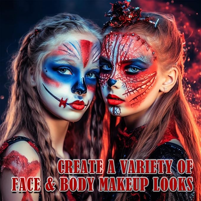 BOBISUKA Halloween Zombie Makeup Kit with 4 Colors Face Body Paint & Applicator, Fake Blood, Liquid Latex and Scar Wax SFX Makeup Set for Vampires Wounds Clown Cosplay Special Effects Makeup