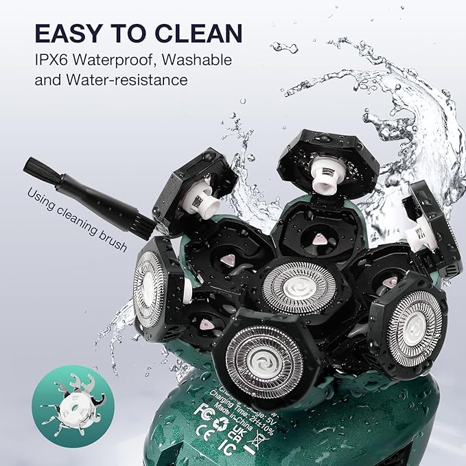 Head Shavers for Bald Men: 5-in-1 Electric Razor - Waterproof Shaving Grooming Kit for Balder - Turbo Speed & Precision Blades (Green)