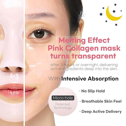 Deep Collagen Overnight Mask for Glass Skin, Hydrating Mask, Dewy Plump, Firming, Pore minimizer for face, Wrinkle Care, Moisturizer Korean Skin Care 4ea