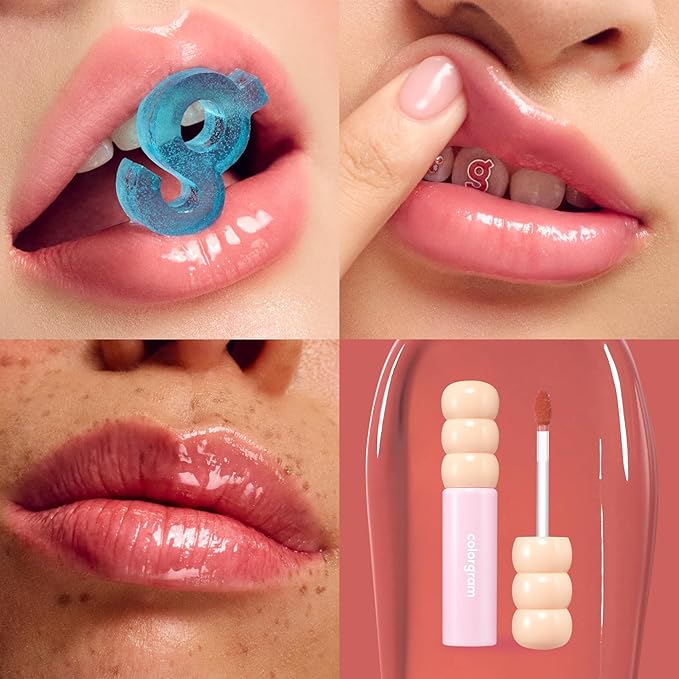 COLORGRAM Fruity Glass Tint 05 Soft Persimmon | Korean Long Lasting & Waterproof Lip Stain | Glossy Dewy Lip Gloss, Highly Pigmented Subtle Coral Beige Shade with Glowing effect 0.11 Oz.