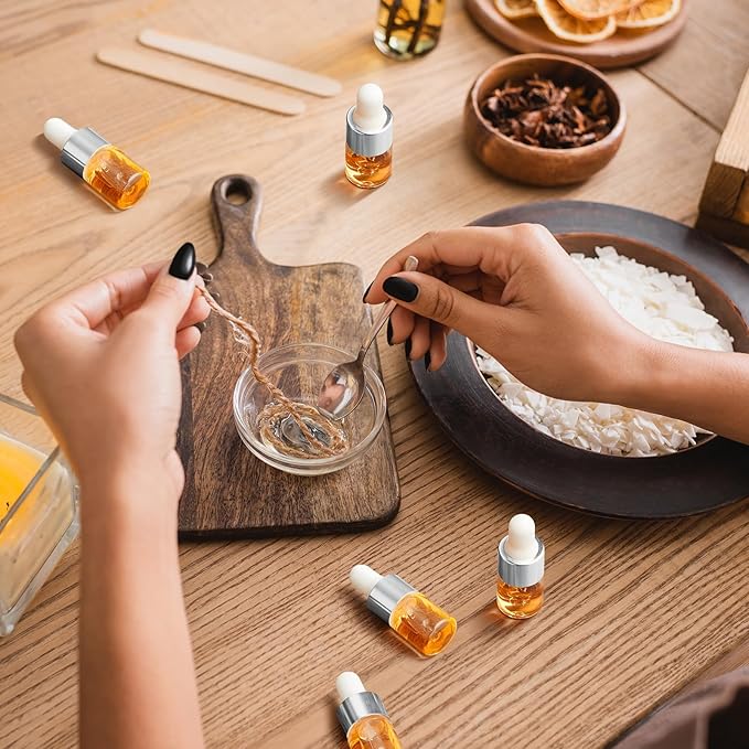 100 Pcs Mini Glass Oil Dropper Bottle Bulk, Clear Essential Small Empty Bottles Sample Containers Perfume Liquid Vials with Cap for Traveling (2 ml,Silver)