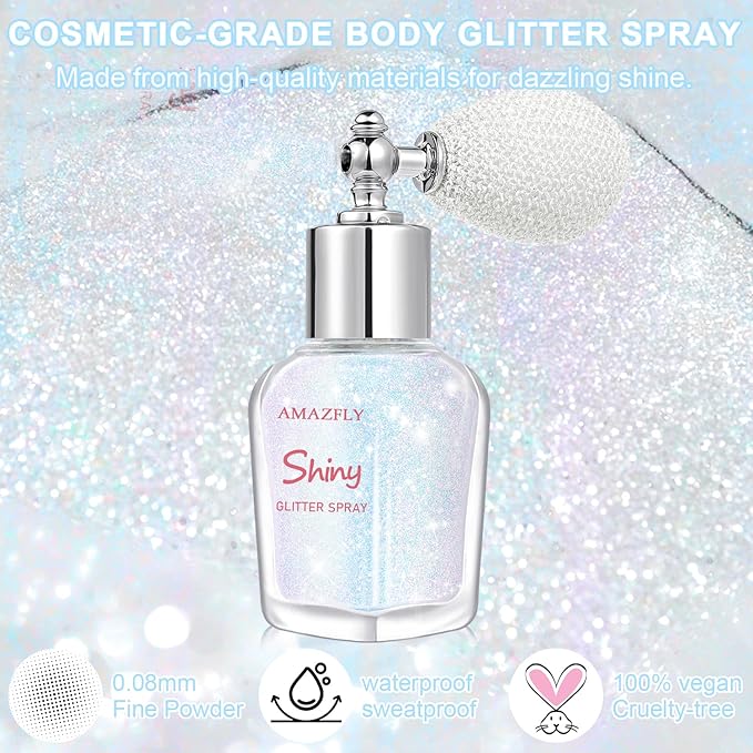 Hair and Body Glitter Spray, Shimmering Powder Sparkle Powder Makeup, Glitter Loose Sparkle Makeup for Body Highlighter,Festival Prom Rave Accessories (Sparkling Pink)