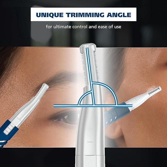 Wahl DualTech® Lithium Battery Dual Sided Eyebrow, Bikini, and Facial Hair Removal Trimmer for Women with Rubber Grip – Model 3026636