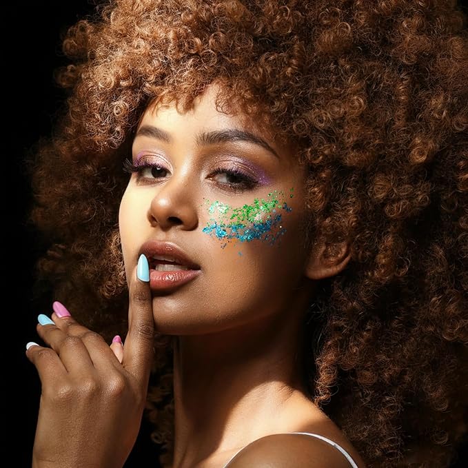 FANDAMEI Face Glitter Palette, 2PCS 8 Colors Glitter Gel for Face, Body Glitter for Women, Hair Glitter for Kids, Halloween Fairy Rave Mermaid Makeup Glitter