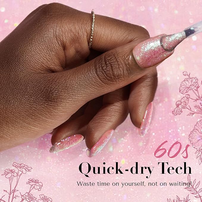 AZUREBEAUTY Broken Dimond Pink Nail Polish Set,Nail Polish Quick Dry Natural Boundless Shine Nail Lacquer Fingernail Polish Kit Salon-Quality for Women 2Pcs 0.34 oz