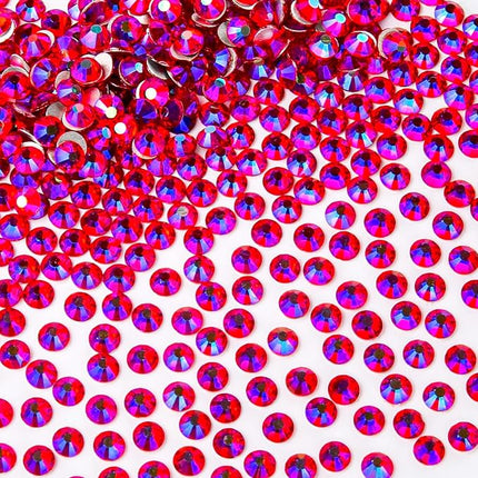 1440Pcs Red Ab Crystal Rhinestones,Glass Flatback Rhinestones Gemstones for Nail Face Makeup Art Crafts Clothes Decoration -(SS16,4.0mm,Red Ab)
