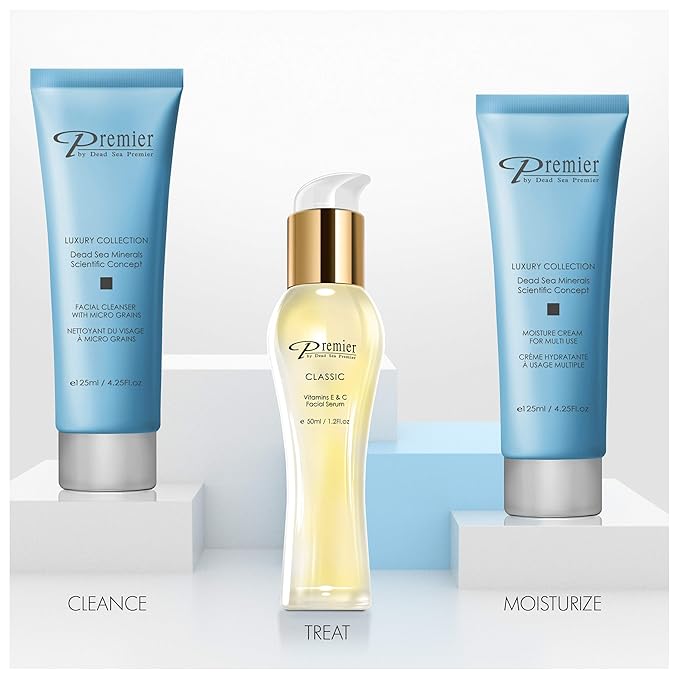 Premier Dead Sea Facial Cleanser with Micro Grains, Luxury collection foaming face wash, daily use skin care, nondrying, anti-aging Skin Care with aloe vera, witch hazel, Dermatologist Tested 4.4fl oz