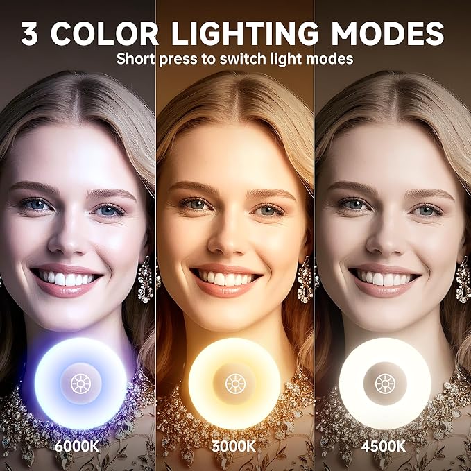 MINISO Vanity Mirror with Lights and Bluetooth Speaker-11.5" x 14" Arched Makeup Mirror with 3 Color Lights, Adjustable Brightness,10X Magnification, 360°Rotation