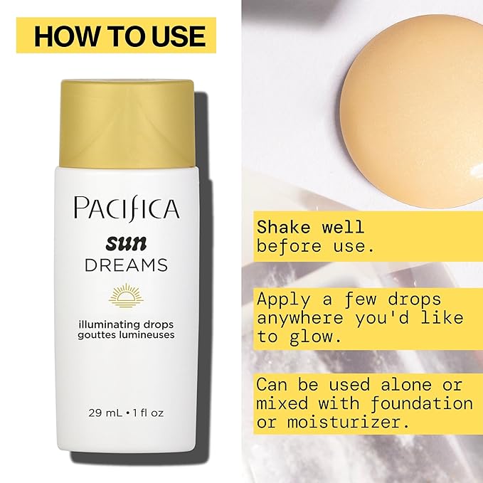 Pacifica Sunset Glow Drops – Face Bronzer - Vitamin C Face Bronzing Makeup for Instant Sun-Kissed Glowing Illuminator & Hydrating Skin Tint | Buildable Highlighter Drops Vegan Dermatologist Tested