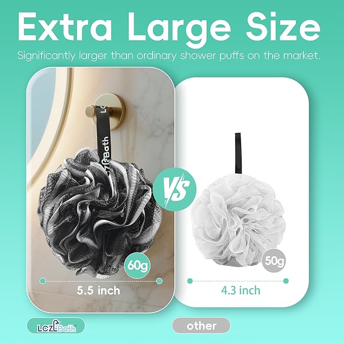 Shower Loofah 4PCS Soft Bath Body Sponge 60g Loofa Set Thick Wash Puffs for Women and Men