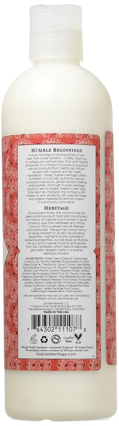 Nubian Heritage Body Lotion, Coconut and Papaya, 13 Fl Oz