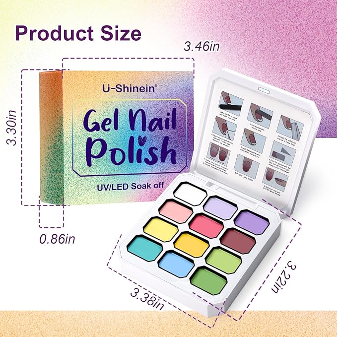 Gradient Painting Gel, 12 Bright Colors Ombre Gel Nail Polish with 100Pcs Nail Sponges &Tweezer for Pigment Pat Nails Aura Nails French Manicure Soak Off UV Set Solar Flare Palette