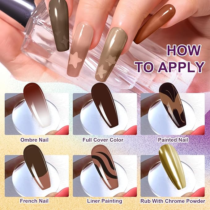 Gradient Painting Gel, 9 Colors Ombre Nail Polish for Pigmented Pat Painting Gel Nude Brown Color French Manicure DIY Nail Art Long-lasting No-wipe DIY Palette Lava Chocolate