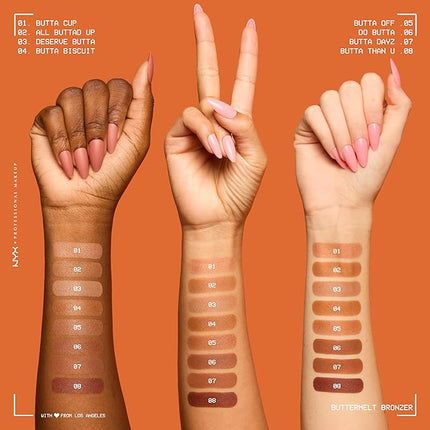 NYX PROFESSIONAL MAKEUP Matte Buttermelt Bronzer, Longwear Face Makeup with Up to 12 Hours of Wear, Vegan Formula - Butta Match (Light Medium Warm)
