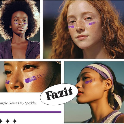 Fazit Makeup Patches - Purple Game Day Speckles - Glow Up Make-Up Patches - Cute Glitter Makeup Accessories for Women - Cosmetic Glitter for Face