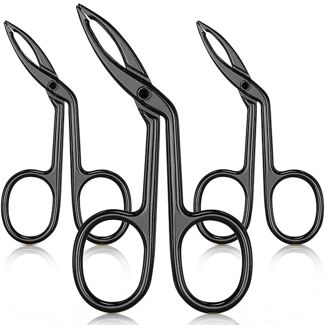 Hicarer 3 Pcs Eyebrow Tweezers Scissor for women facial hair Handle Straight Tip Scissor Shaped Eyebrows Tweezers for Hair Plucker Remover Eyebrows Care Wig Plucking for Women men (Black Plated)