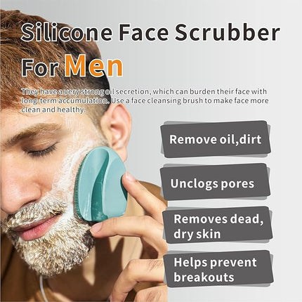 Silicone Face Scrubber,Face Scrubber,2pcs Facial Cleansing Brush,Facial Washing Brush for Deep Clean Pore Cleansing Blackhead Remover Scrubbing Brushes for All Kinds of Skins (Green+Pink)