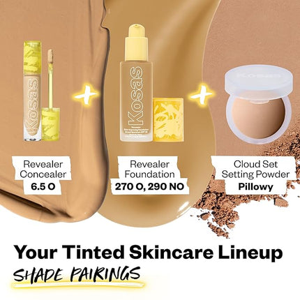 Kosas Revealer Concealer - Medium Coverage Makeup with Hyaluronic Acid, Conceals Dark Circles Under Eyes, Dark Spots and Blemishes + Brightens, Hydrates, Long-Lasting & Vegan, (Tone 6.5 O)