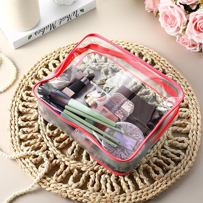 Weewooday 12 Pieces Clear Makeup Bags Cosmetic Storage Bags PVC Zipper Pouches Travel Waterproof Makeup Plastic Case for Women Organizing Toiletries Traveling Bathroom
