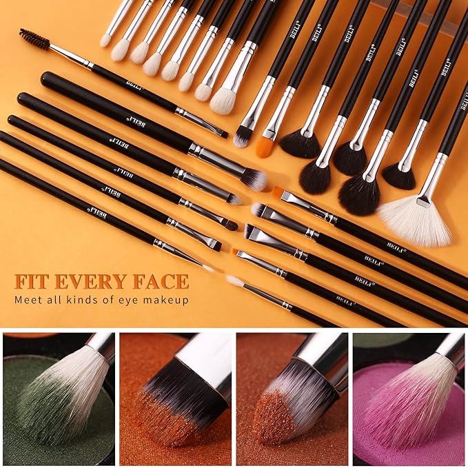 BEILI Makeup Brushes 42pcs Makeup Brush Set Premium Goat Synthetic Hair Kabuki Foundation Blending Brush Face Powder Blush Concealers Eye Shadows Make Up Brushes Kit with Case（Black）
