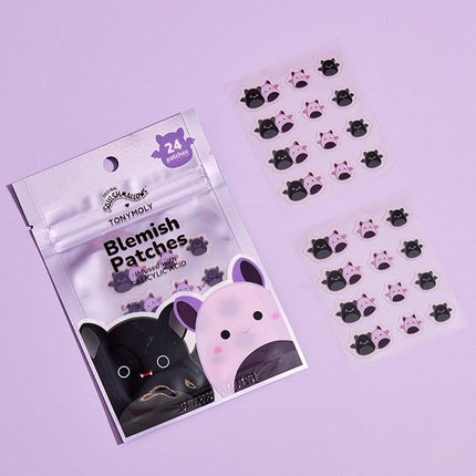 TONYMOLY x Squishmallows Halloween Emily + Zumirez the Bat Blemish Patches – Hydrocolloid Acne Spot Treatment with Salicylic Acid – Cute K-Beauty Pimple Patches – 24 Count