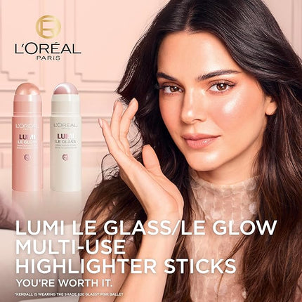 L'Oreal Paris True Match Lumi Le Glass Highlighter Stick, Reflective, Translucent, Glassy Highlighter for Face and Body, 610 Glassy Pearl Eclat, 0.17 Oz