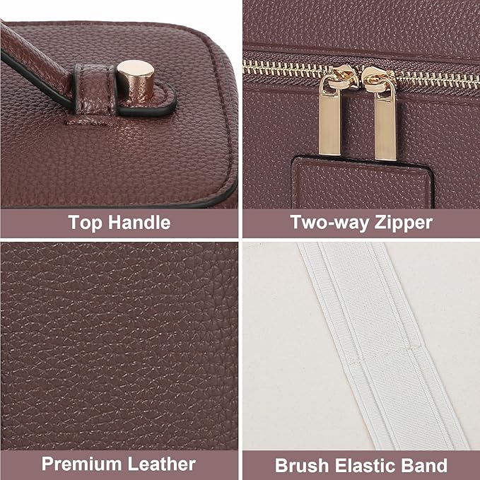 Makeup Bag Vanity Case for Women Leather Cosmetic Bag Travel Toiletry Bags Portable Makeup Organizer Case