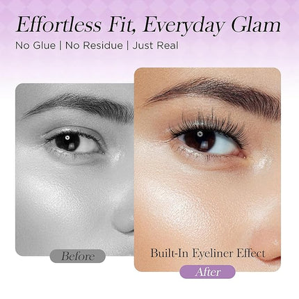 BEYELIAN Self Adhesive Eyelashes Reusable, Pre Glued Eyelashes No Glue Need Press on Lashes, Wispy Natural Look Faux Mink False Eyelashes 5 Pairs ZCV-188