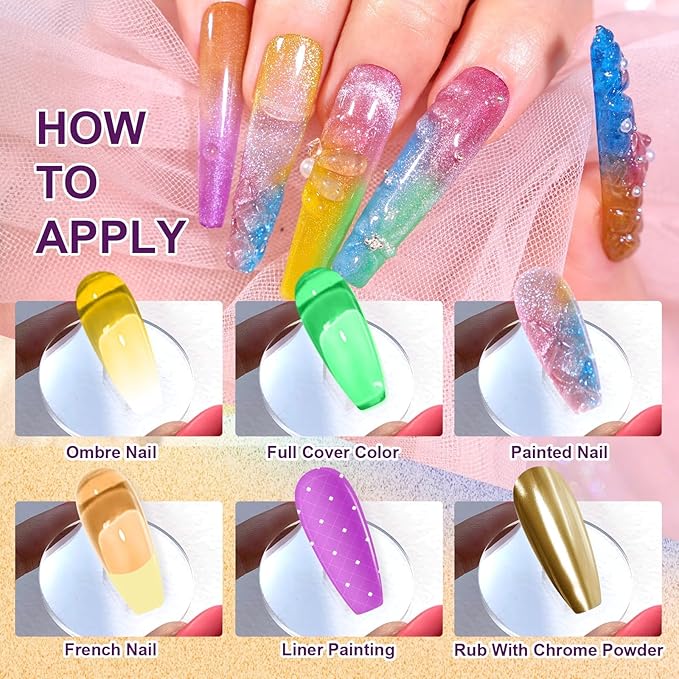 Gradient Painting Gel, 9 Colors Ombre Gel Nail Polish Jelly Gel Transparent Effect Summer Nails for Pigment Pat Aura Nails French Manicure Soak Off UV Dopamine Fructose