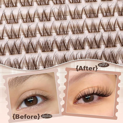 Brown Lash Clusters Short Eyelash Extensions 8-12MM Wispy Cluster Lashes Natural Individual Lashes Dark Brown Eyelash Clusters Clear Band Lash Extensions Everyday DIY Lash Pack by Mavphnee