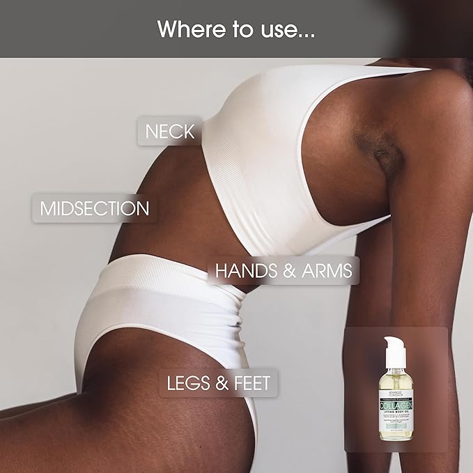 Advanced Clinicals Hydrating Collagen Oil For Body & After Shower | Visible Anti Aging Skincare Moisturizer Collagen Body Oils For Women & Men Helps Soften Appearance Of Crepey Skin, Large 12 Fl Oz