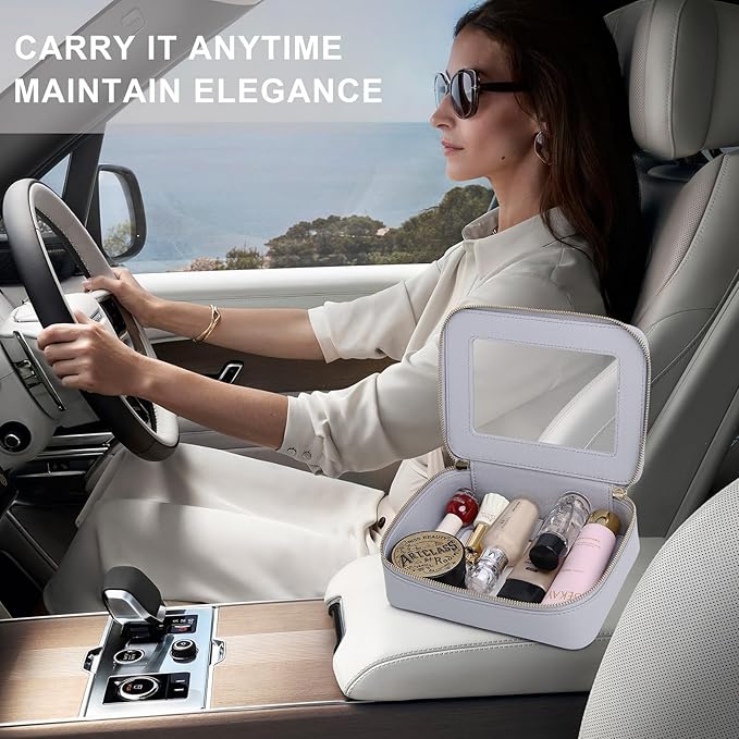 Pinkmik Clear Makeup Bag for Women Waterproof Travel Cosmetics and Toiletries Case Portable Makeup Oaganizer Bag Clear Car Bag with Zipper (Gray, M)