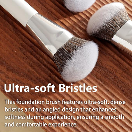 201 Angled Foundation Brush for Flawless Makeup Application Professional Liquid, Cream Powder Foundation Brush with Dense Bristles - Contoured for Precise Blending and Buffing