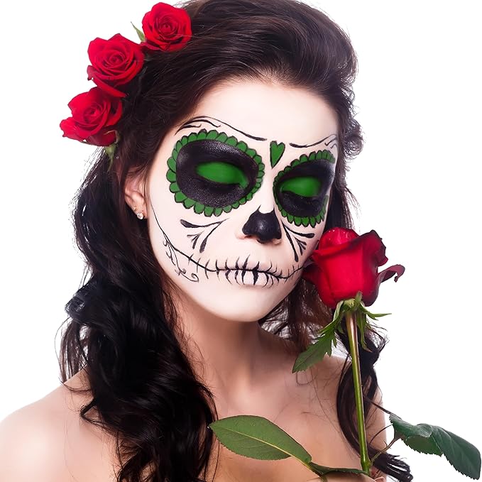 Spooktacular Creations Halloween Makeup Palette 3 Colors Face Body Paint with Brush for Zombie Skeleton Clown Witch Football Baseball Sports SFX Costume Cosplay Dress Up (7 Oz, White Black Green)