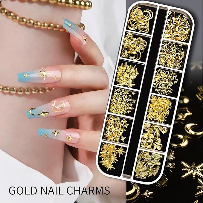 Teenitor Nail Charms and Gems Nail Art Tools, 6 Boxes 3D Nail Gems with 15 Sheets Nail Stickers for Nail Art, Flower Nail Stickers Nail Rhinestones Nail Supplies, Nail Pearls Nail Stuff Nail Decor