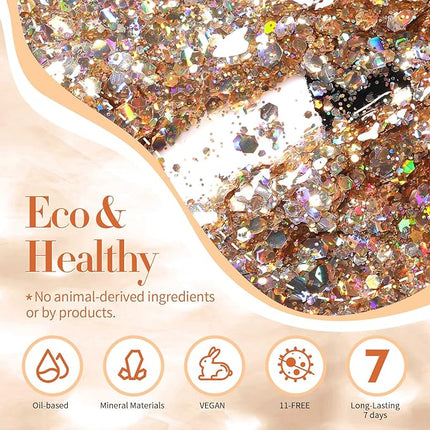 Born Pretty Holographic Nail Polish Champagne Gold Glitter Sequins Nail Polish 10ML Christmas New Year Gift