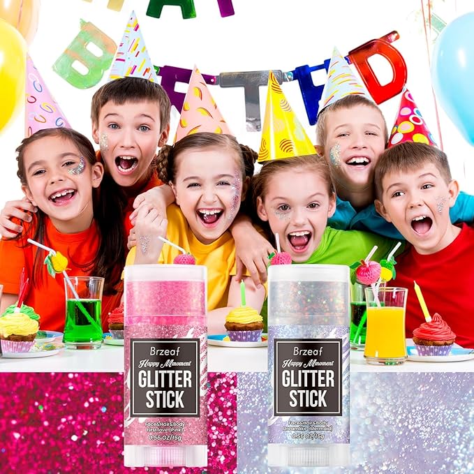 Brzeaf Waterproof Mermaid Glitter Stick, Shimmery& Long Lasting, Hallowen Hair Eyeshadow Face Body Glitter, Singer Concert Music Rave Festival, Glitter Stick Makeup & Face Glitter Gel for Women Men