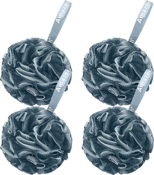 AmazerBath Bath Shower Loofah Sponge 75g/PCS Bath Sponges for Men Exfoliating - Set of 4 Indigo, Large