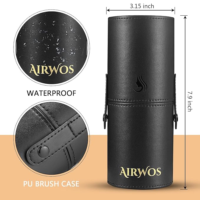 AirWos® 14 Pcs Professional Makeup Brush Set with Case - Synthetic Foundation, Powder, Eyeshadow, Concealer Brushes with Pearl Flash Handles