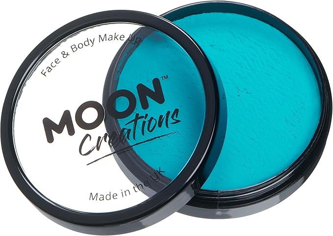 Pro Face & Body Paint Cake Pots by Moon Creations - Turquoise - Professional Water Based Face Paint Makeup for Adults, Kids - 1.26oz