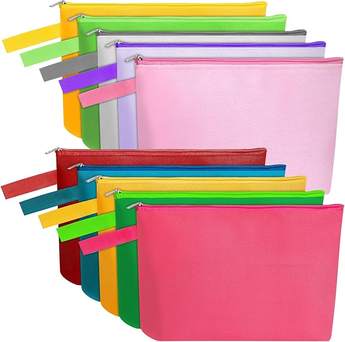 10 Pieces Cotton Canvas Makeup Bag with Bottom and Strap, Multi-Purpose Cosmetic Bag with Zipper Travel Toiletry MN-WB07 Wb07