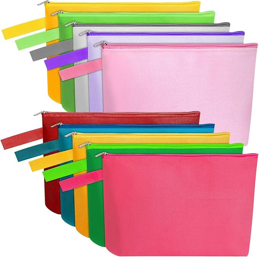 10 Pieces Cotton Canvas Makeup Bag with Bottom and Strap, Multi-Purpose Cosmetic Bag with Zipper Travel Toiletry MN-WB07 Wb07