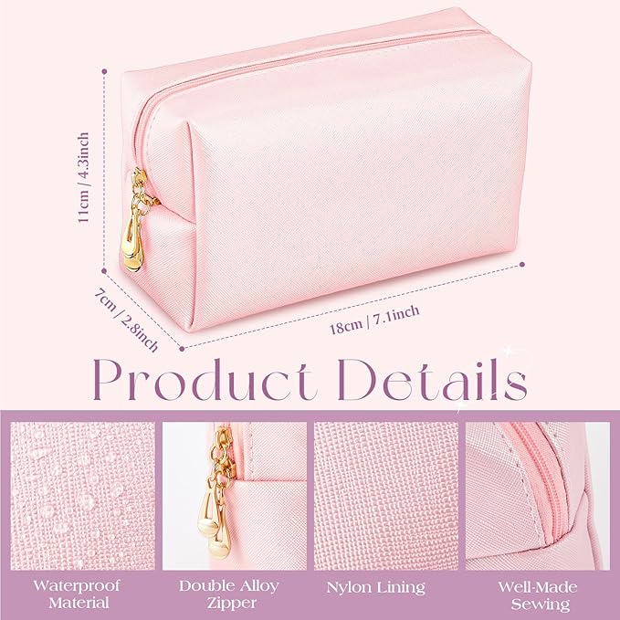 Kigeli 15 Pcs Aesthetic Makeup Bags PU Leather Cosmetic Pouches Waterproof Plain Toiletry Bags Makeup Pouches Bulk for Women Party Gift Travel Storage Organizer(Bright Color)