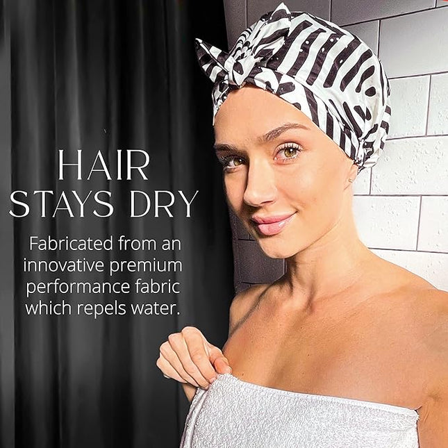 GRACE & COMPANY Luxury Shower Cap For Women - 100% Waterproof, Reusable, Washable & Breathable Shower Caps - Waymaker