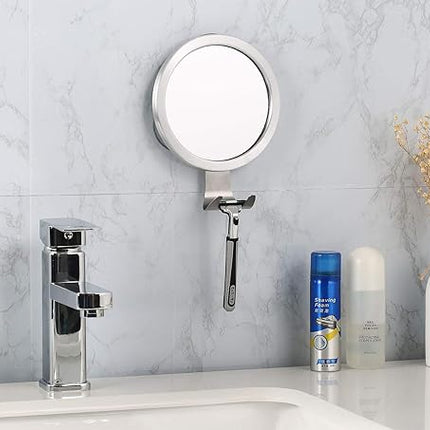 Ettori Shower Mirror Fogless for Shaving with Razor Holder, Powerful Lock Suction Fogless Mirror for Shower
