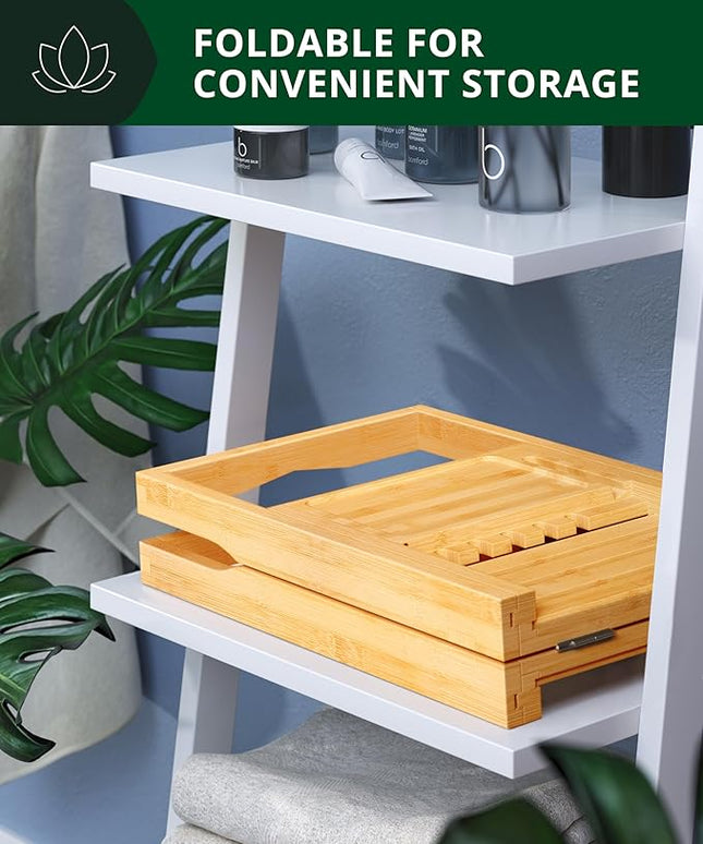 ROYAL CRAFT WOOD Premium Foldable Bathtub Tray Caddy - Wood Bath Tray for Tub, Bamboo Shelf, Expandable Bath Table Trays, Bathtub & Bathroom Accessories for New Home & Mothers, Birthday Gifts for Mom